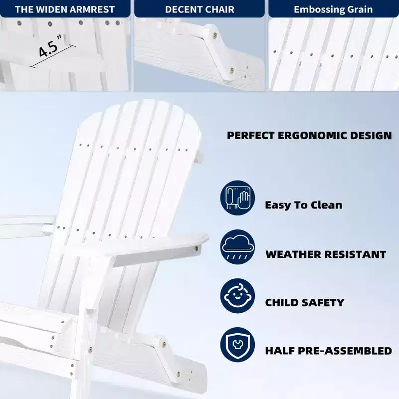 Okak Outdoor Adirondack Chair with Wooden Frame Set of 2, Foldable Outdoor Chair with FIxed Arms, Porch Chairs for Garden, Lawn, Backyard