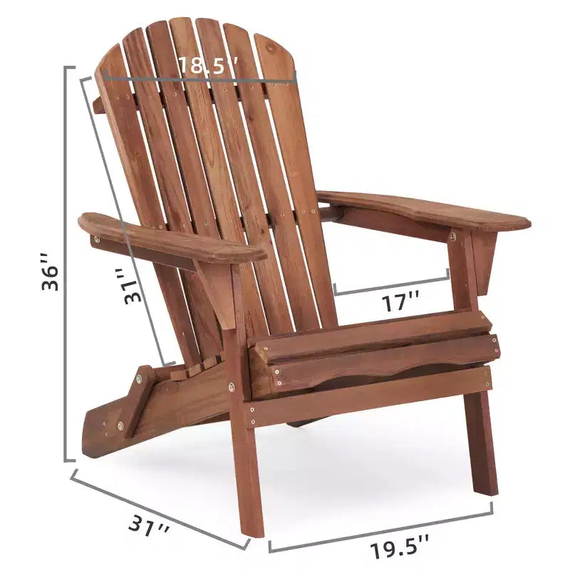 Okak Outdoor Adirondack Chair with Wooden Frame Set of 2, Foldable Outdoor Chair with FIxed Arms, Porch Chairs for Garden, Lawn, Backyard