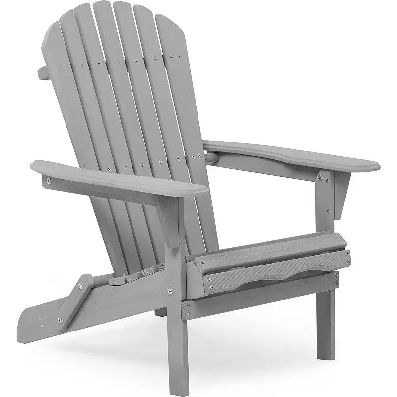 Okak Outdoor Adirondack Chair with Wooden Frame Set of 2, Foldable Outdoor Chair with FIxed Arms, Porch Chairs for Garden, Lawn, Backyard