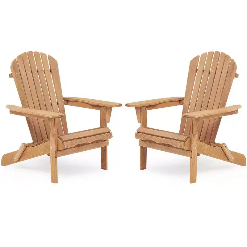 Okak Outdoor Adirondack Chair with Wooden Frame Set of 2, Foldable Outdoor Chair with FIxed Arms, Porch Chairs for Garden, Lawn, Backyard