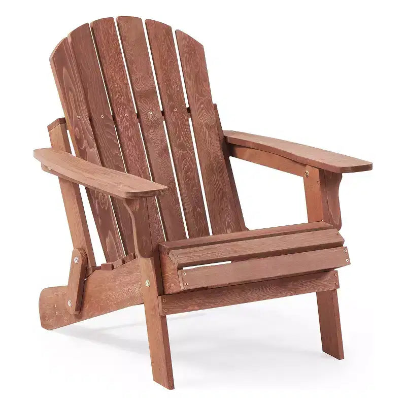 Okak Oversize Wooden Outdoor Adirondack Chair with Foldable Design, Outdoor Lounge Chair with Wide Arms, Patio Chair for Garden