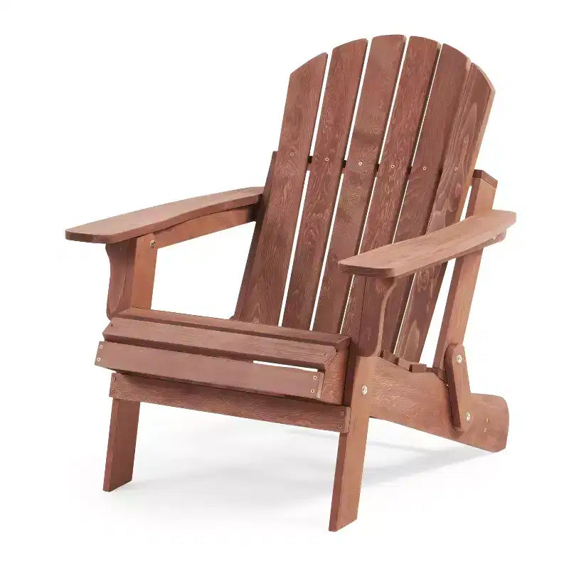 Okak Oversize Wooden Outdoor Adirondack Chair with Foldable Design, Outdoor Lounge Chair with Wide Arms, Patio Chair for Garden