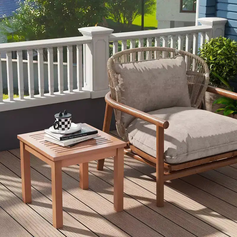 Costway Outdoor Adirondack Side Table 18 Square End Table w/ Slatted Tabletop