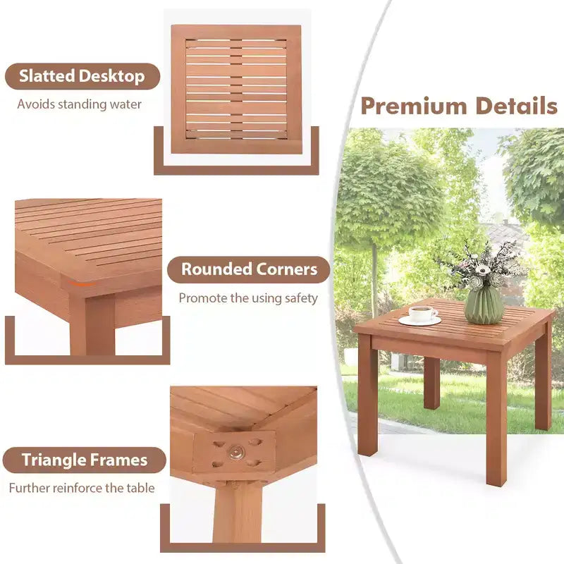 Costway Outdoor Adirondack Side Table 18 Square End Table w/ Slatted Tabletop