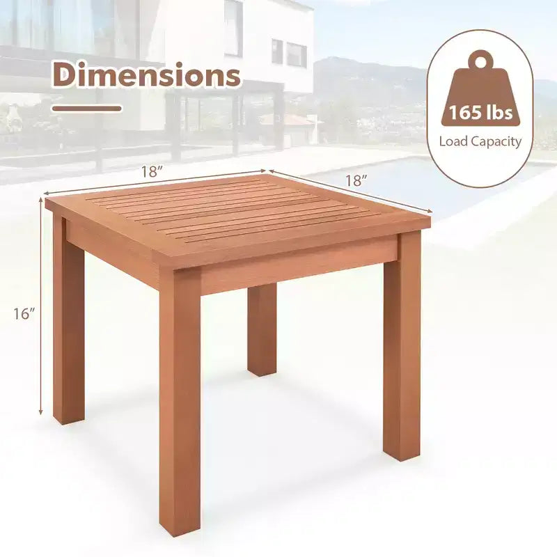 Costway Outdoor Adirondack Side Table 18 Square End Table w/ Slatted Tabletop