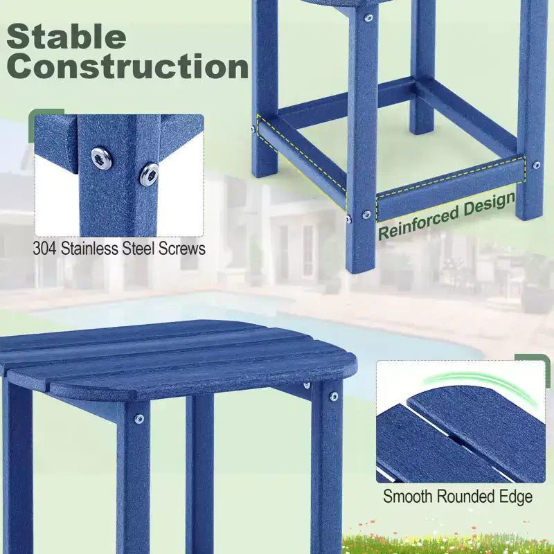 Costway 2 PCS 18 Patio Side Table Weather Resistant Adirondack Table Outdoor Chairside End Tables Waterproof HDPE Navy