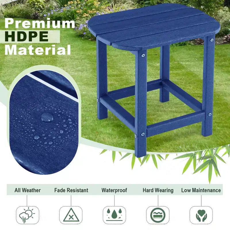 Costway 2 PCS 18 Patio Side Table Weather Resistant Adirondack Table Outdoor Chairside End Tables Waterproof HDPE Navy