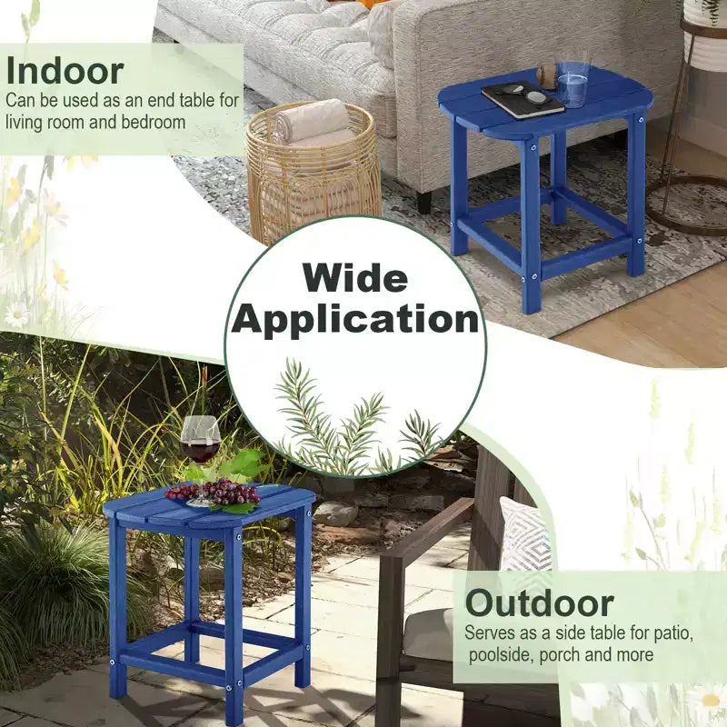 Costway 2 PCS 18 Patio Side Table Weather Resistant Adirondack Table Outdoor Chairside End Tables Waterproof HDPE Navy