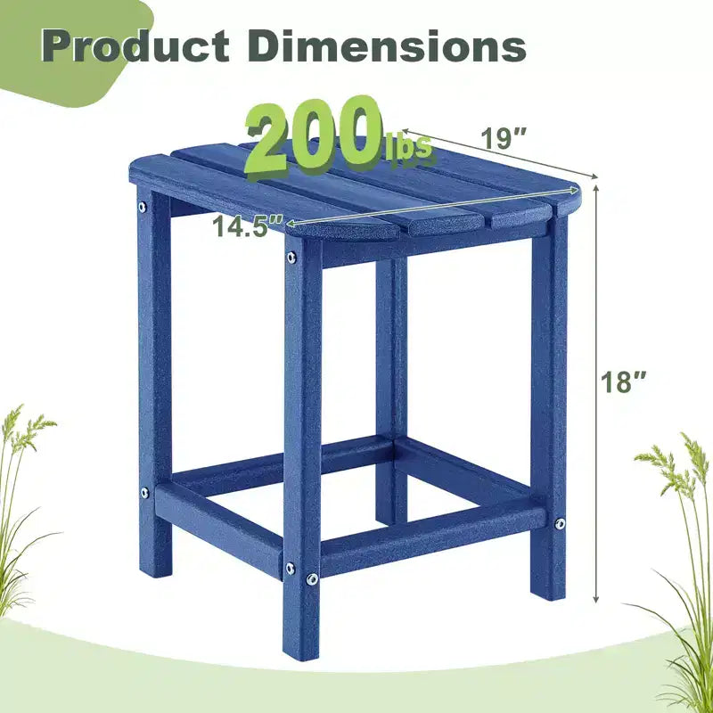Costway 2 PCS 18 Patio Side Table Weather Resistant Adirondack Table Outdoor Chairside End Tables Waterproof HDPE Navy