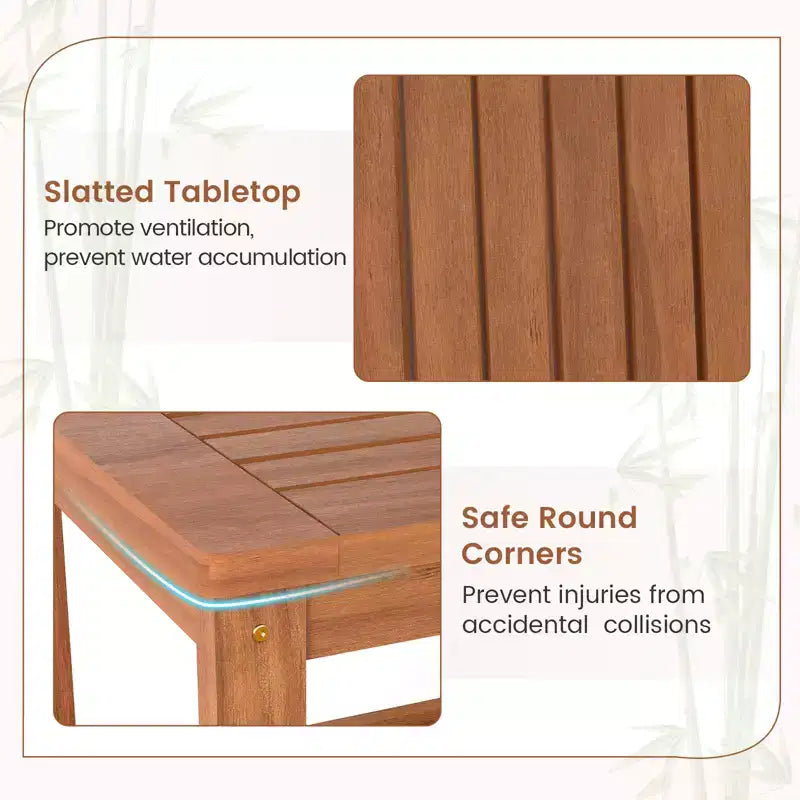 Costway 2-Tier Adirondack Side Table w/ Slatted Tabletop Storage Shelf for Garden