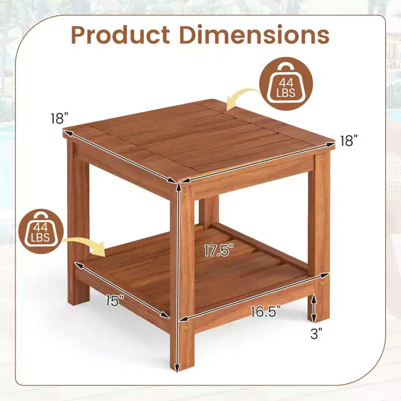 Costway 2-Tier Adirondack Side Table w/ Slatted Tabletop Storage Shelf for Garden