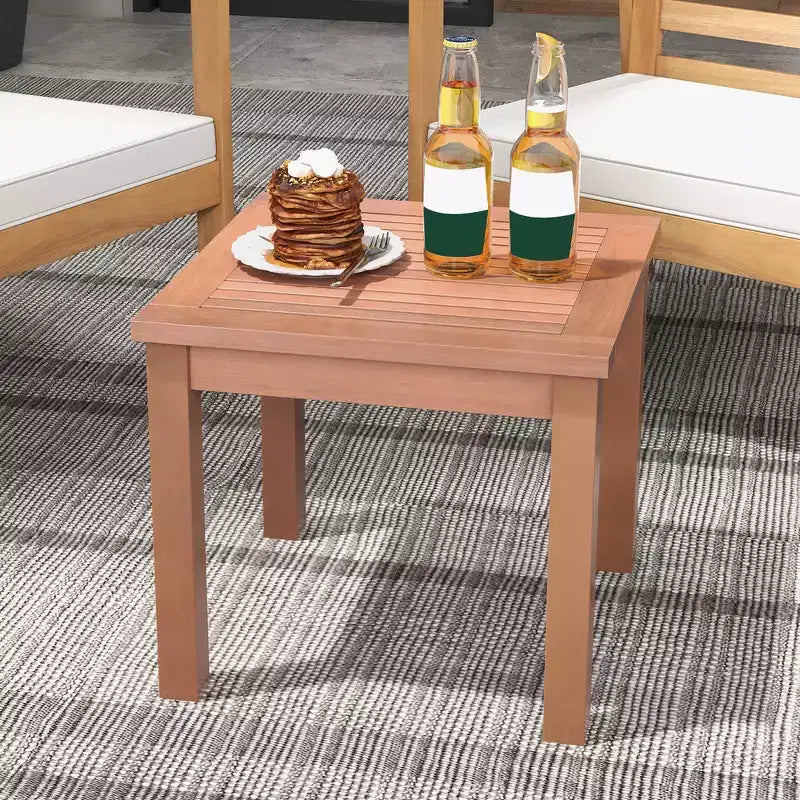 Costway 2PCS Outdoor Adirondack Side Table 18 Square End Table w/ Slatted Tabletop