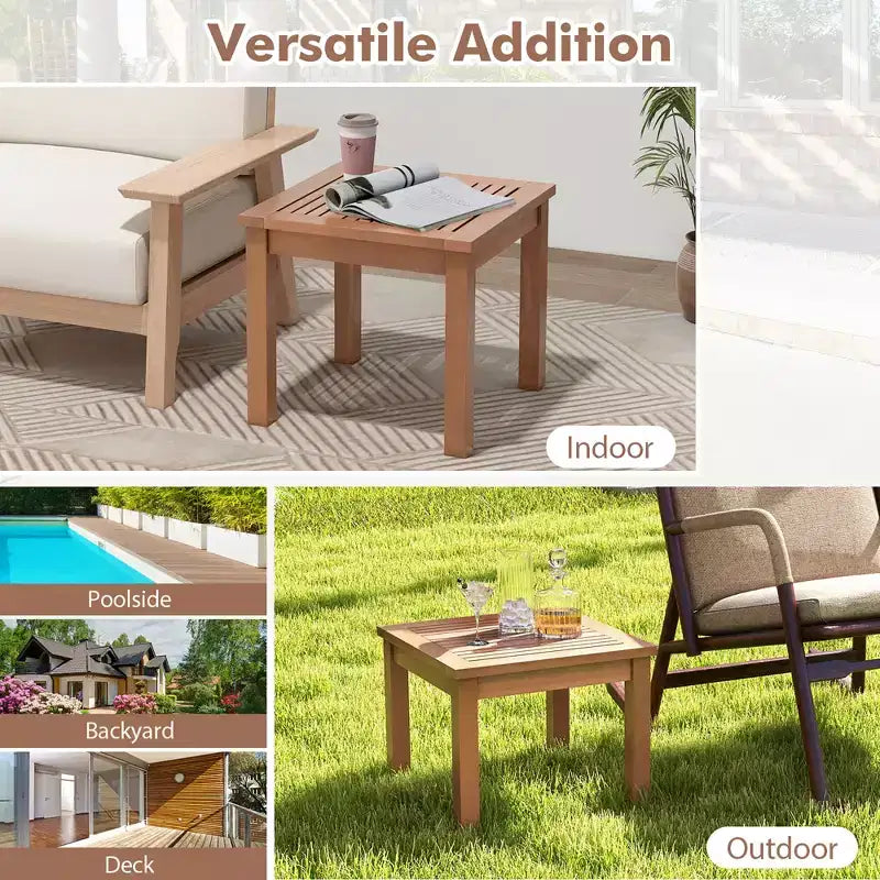 Costway 2PCS Outdoor Adirondack Side Table 18 Square End Table w/ Slatted Tabletop