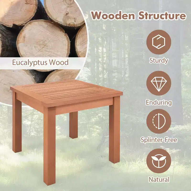 Costway 2PCS Outdoor Adirondack Side Table 18 Square End Table w/ Slatted Tabletop