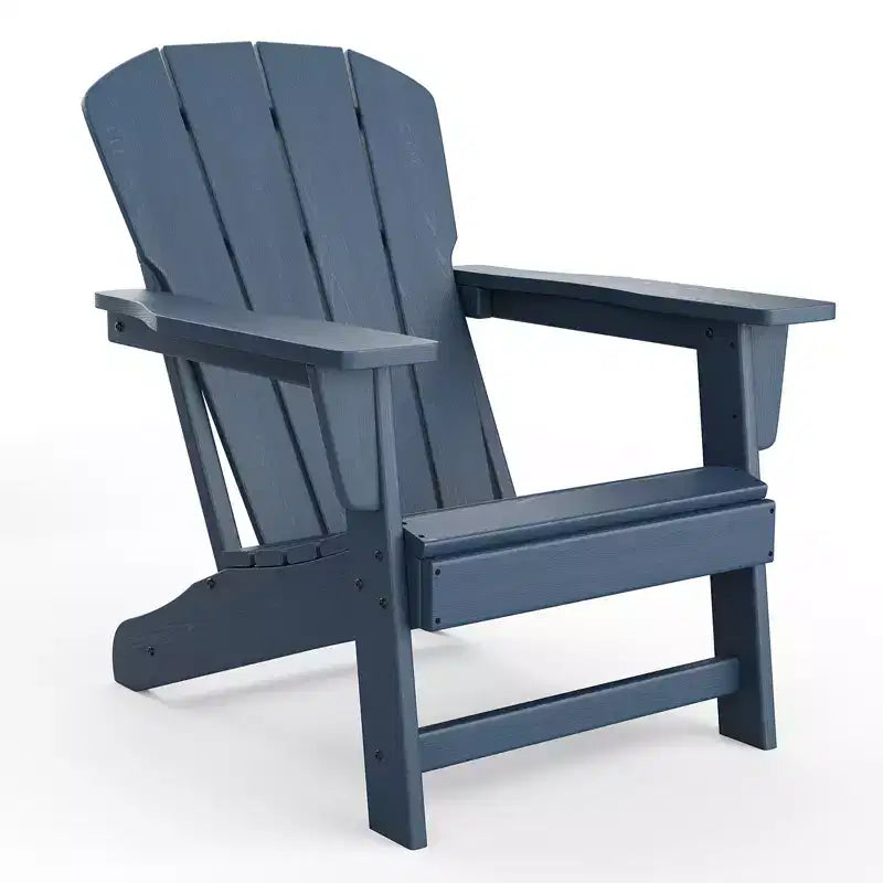 Modern HDPE Adirondack Chair, 380LB Oversized All-Weather Poly Lumber Outdoor Chair with Wood Grain, for Patio, Fire Pit & Pool