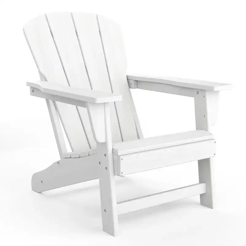 Modern HDPE Adirondack Chair, 380LB Oversized All-Weather Poly Lumber Outdoor Chair with Wood Grain, for Patio, Fire Pit & Pool