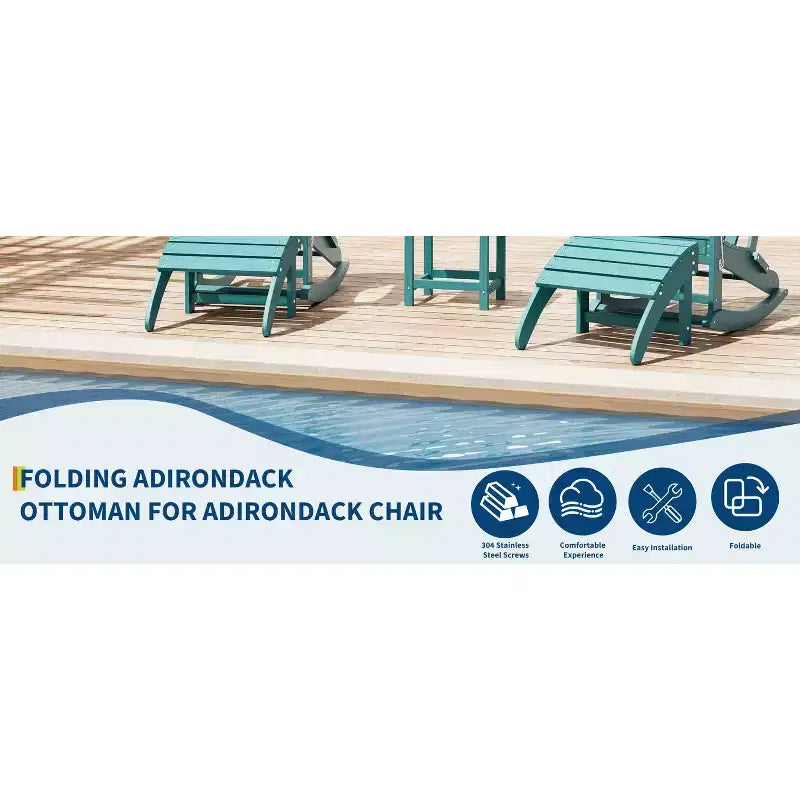 COZONY Portable Adirondack Ottoman Foot Rest, 1/2/4 pack HDPE Weather-Resistant Outdoor Footstool for Adirondack Chair, Patio, Porch, Pool & Backyard