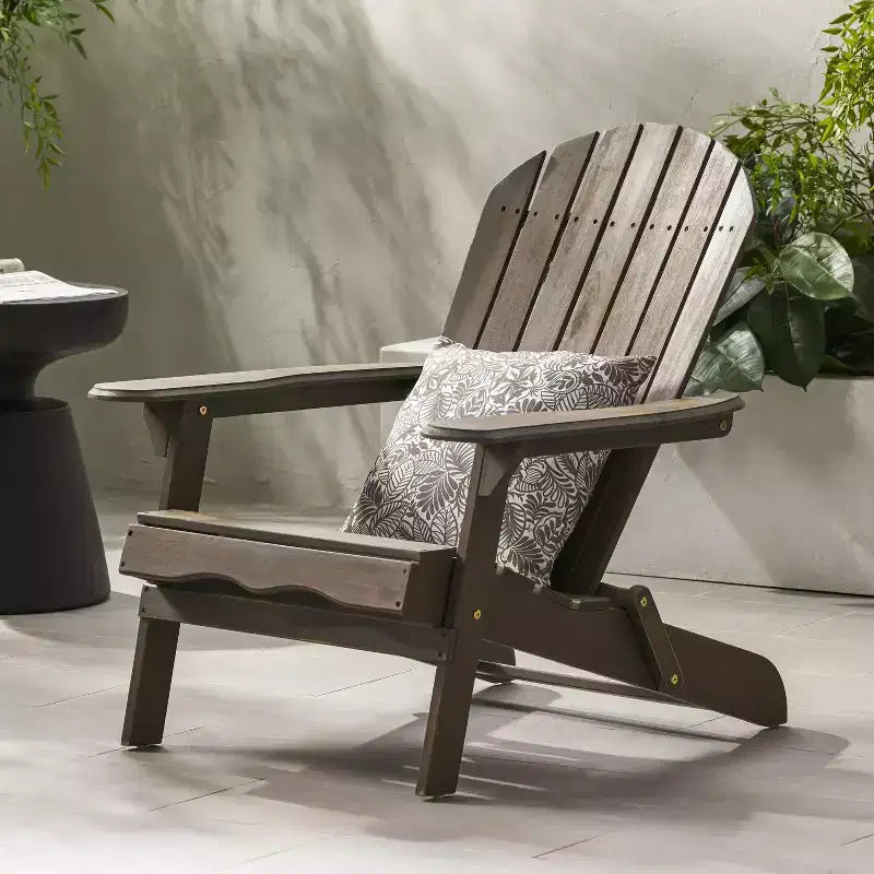 TUYOHW Rustic Patio Adirondack Chair,Premium Acacia Accent Chair for Porch,Garden & Backyard,Outdoor Lounge Chair,300lbs Capacity