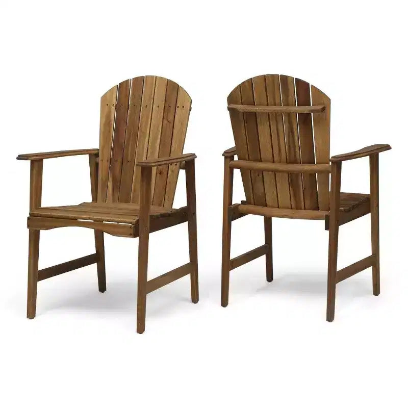 TUYOHW Acacia Wood Adirondack Dining Chairs Set of 2,Outdoor Weather Resistant Patio Chairs,300lb Capacity