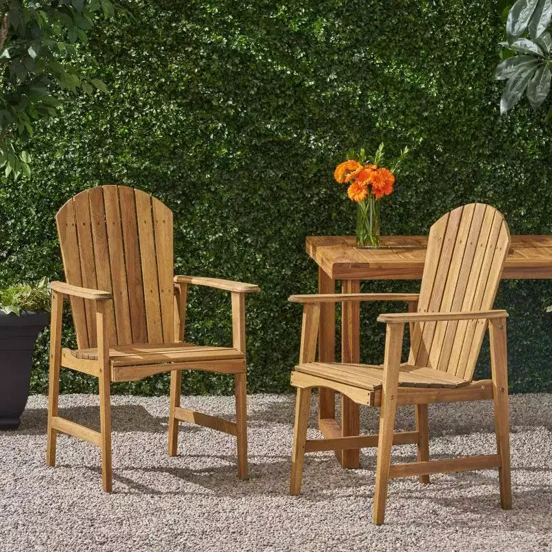 TUYOHW Acacia Wood Adirondack Dining Chairs Set of 2,Outdoor Weather Resistant Patio Chairs,300lb Capacity