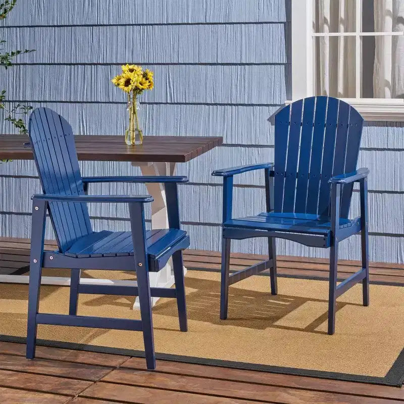 TUYOHW Acacia Wood Adirondack Dining Chairs Set of 2,Outdoor Weather Resistant Patio Chairs,300lb Capacity