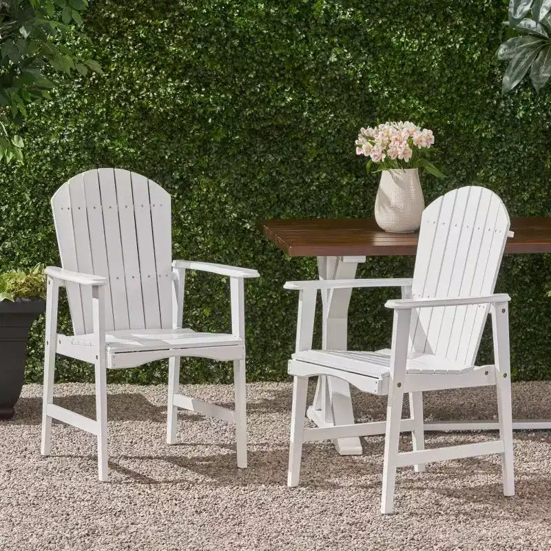 TUYOHW Acacia Wood Adirondack Dining Chairs Set of 2,Outdoor Weather Resistant Patio Chairs,300lb Capacity