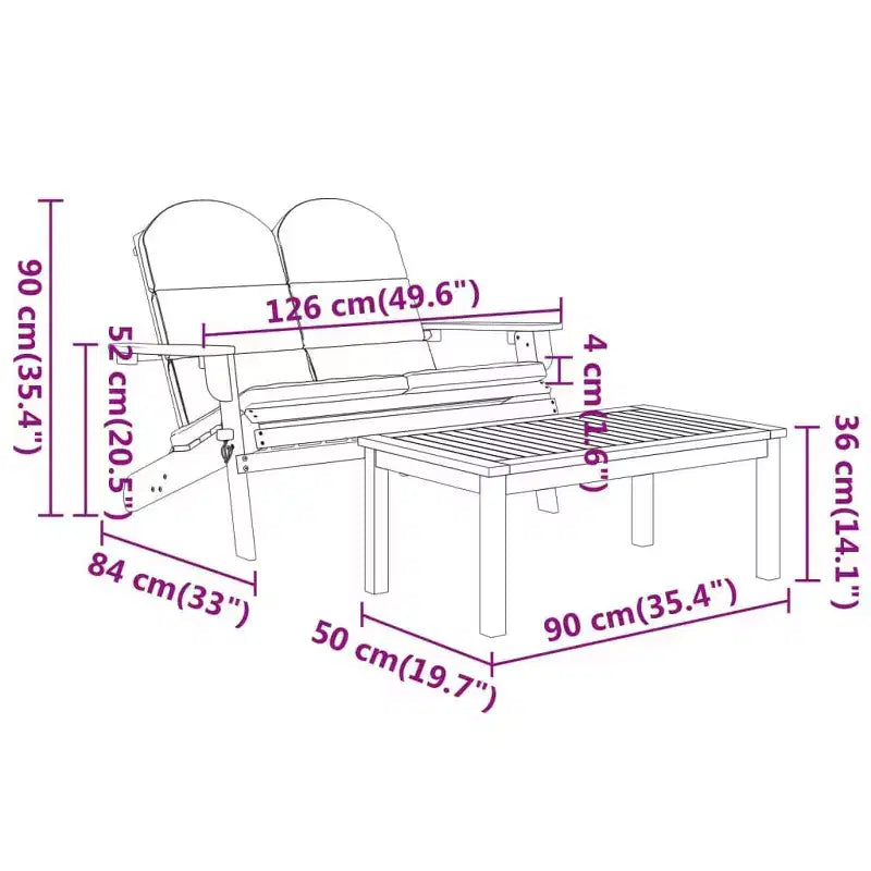 vidaXL Garden Lounge Set Brown Solid Acacia wood Standard Foldable