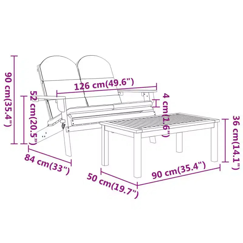vidaXL Garden Lounge Set Brown Solid Acacia wood Standard Foldable