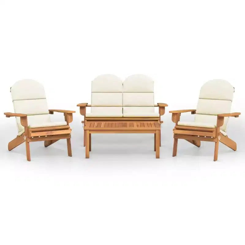 vidaXL Garden Lounge Set Brown Solid Acacia wood Standard Foldable