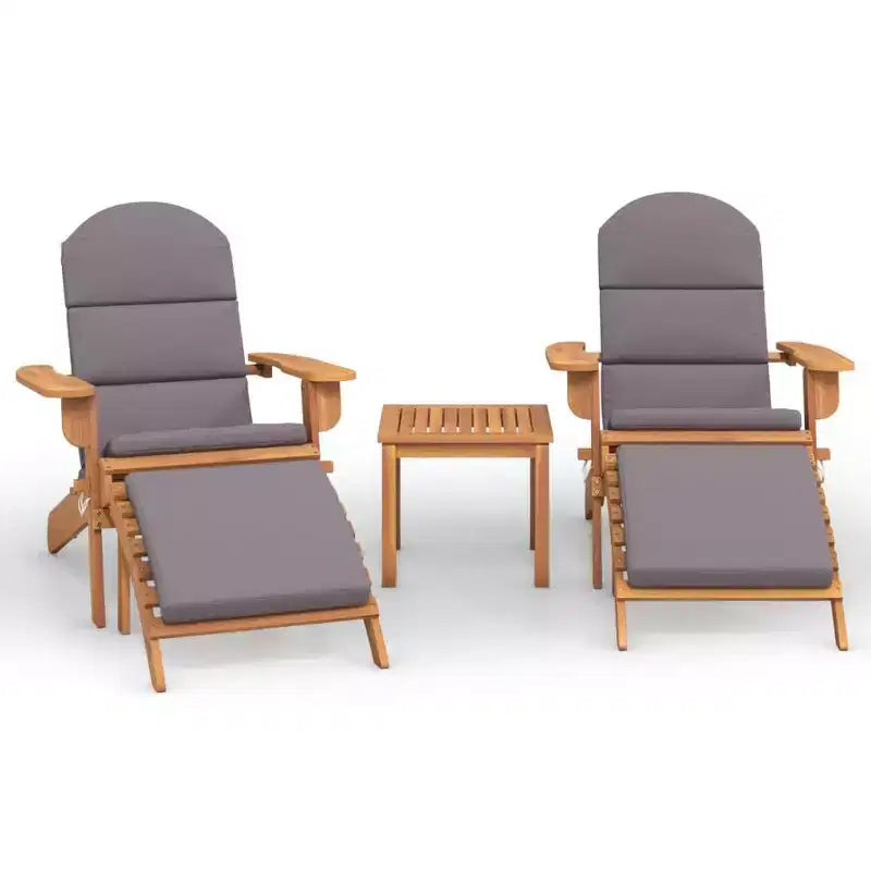 vidaXL Patio Furniture Set Folding Adirondack Chair Set Solid Wood Acacia