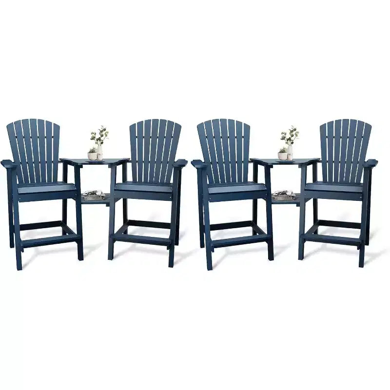 COZONY Outdoor Tall Adirondack Chairs Set of 4, HDPE Barstools with Connecting Tray