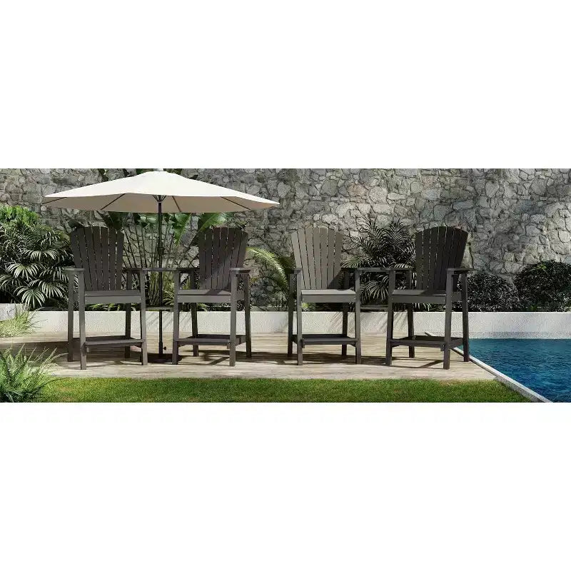 COZONY Outdoor Tall Adirondack Chairs Set of 4, HDPE Barstools with Connecting Tray