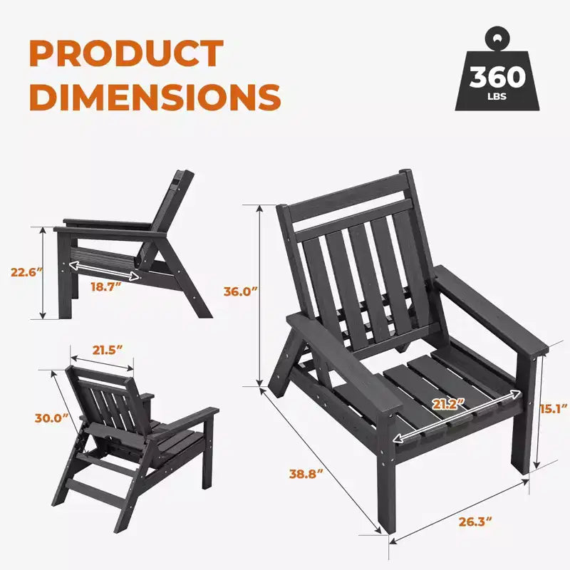 Hyleory HDPE Patio Adjustable Adirondack Chair, All Weather Outdoor Chair(2-Pack)