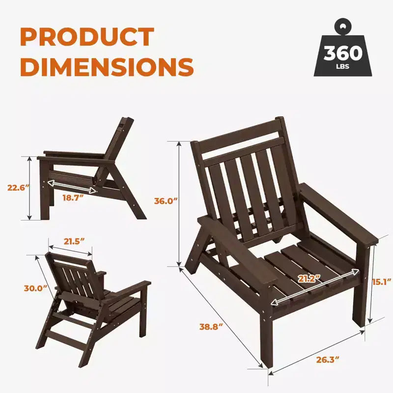 Hyleory HDPE Patio Adjustable Adirondack Chair, All Weather Outdoor Chair(2-Pack)