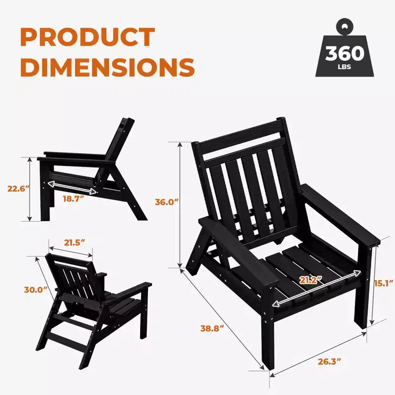 Hyleory HDPE Patio Adjustable Adirondack Chair, All Weather Outdoor Chair(2-Pack)