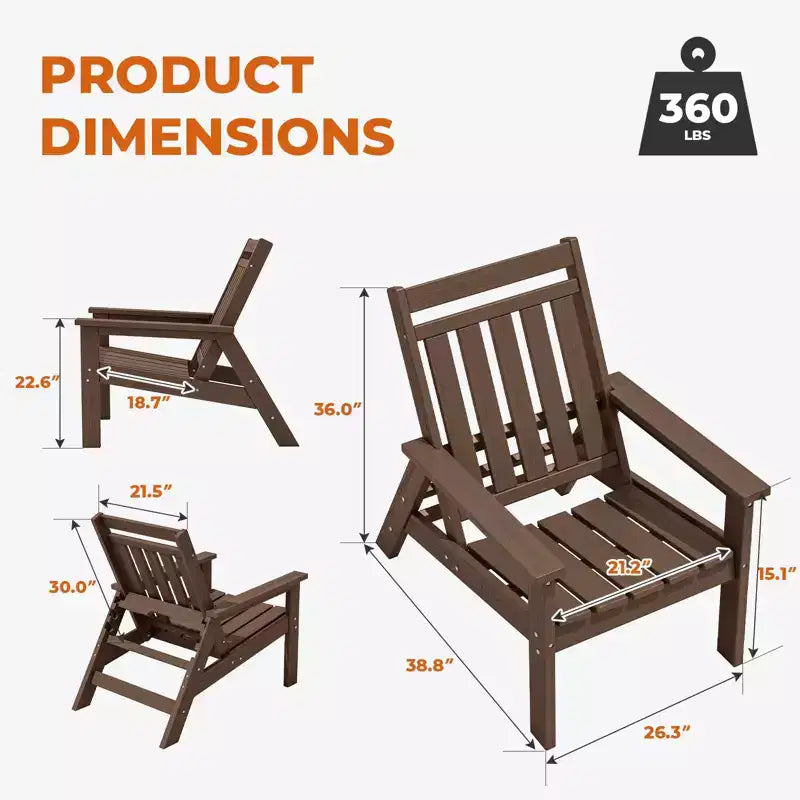 Hyleory HDPE Patio Adjustable Adirondack Chair, All Weather Outdoor Chair
