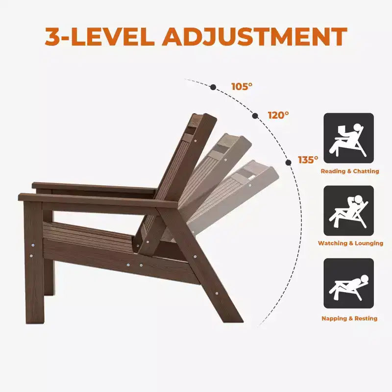 Hyleory HDPE Patio Adjustable Adirondack Chair, All Weather Outdoor Chair