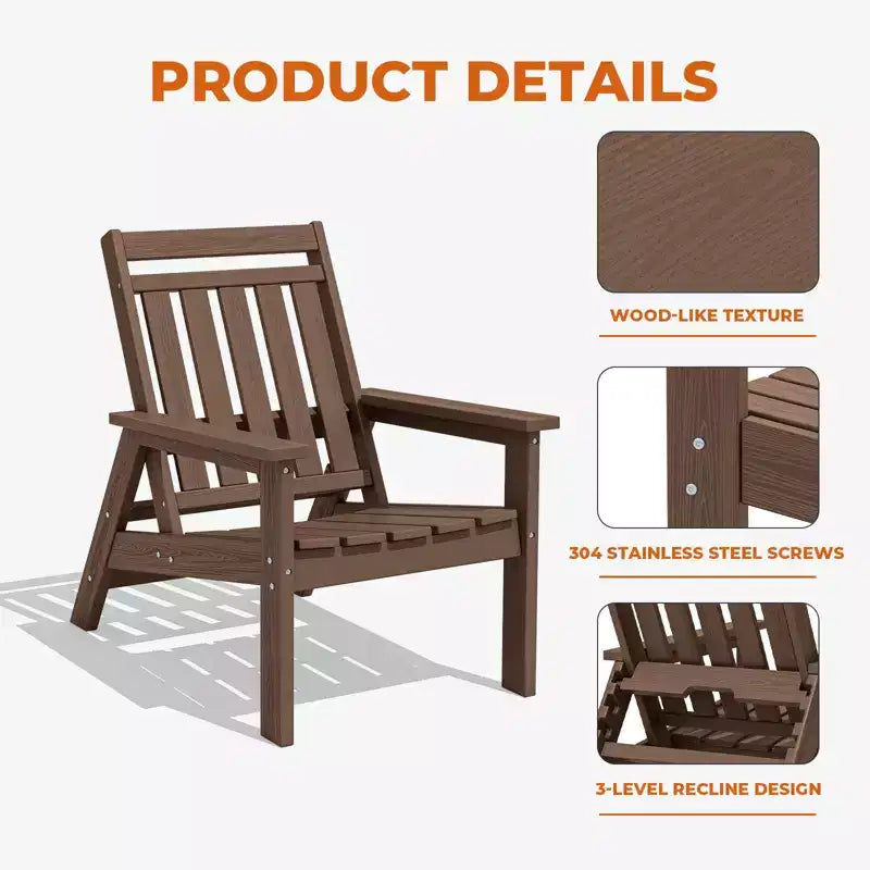 Hyleory HDPE Patio Adjustable Adirondack Chair, All Weather Outdoor Chair
