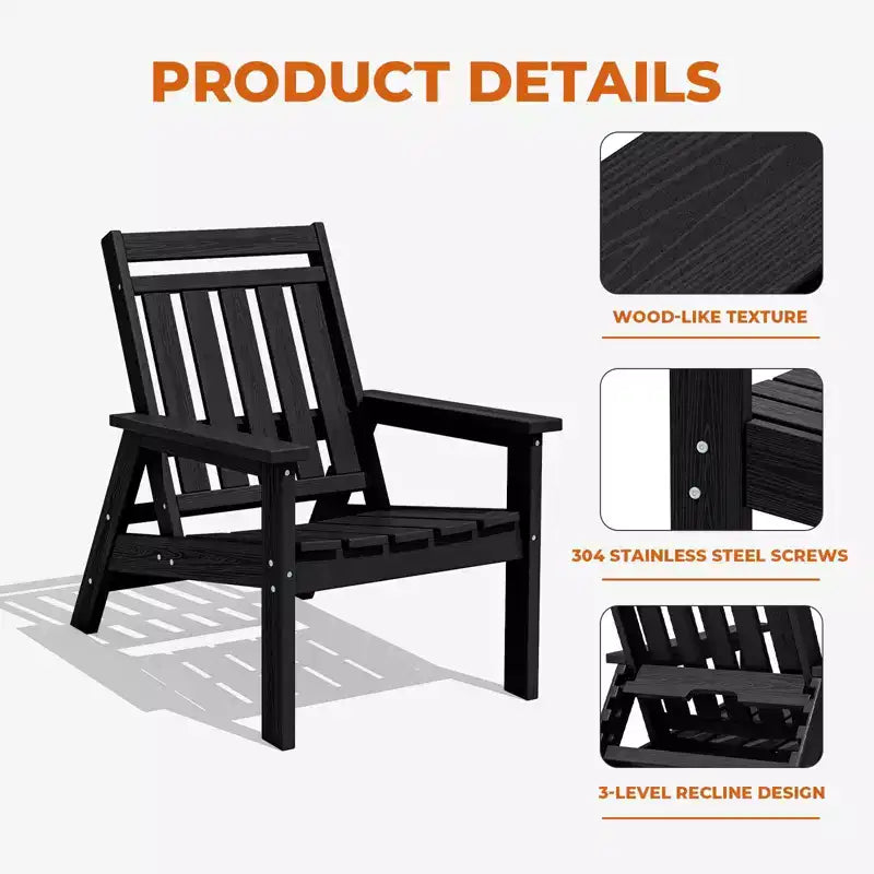 Hyleory HDPE Patio Adjustable Adirondack Chair, All Weather Outdoor Chair