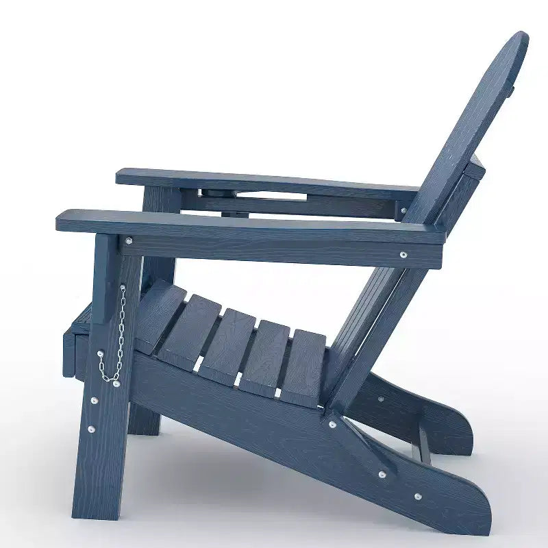 Fauteuils Adirondack pliables, chaises d'extérieur en PEHD tout temps avec texture bois et porte-gobelets pour patio, foyer extérieur et jardin, blanc
