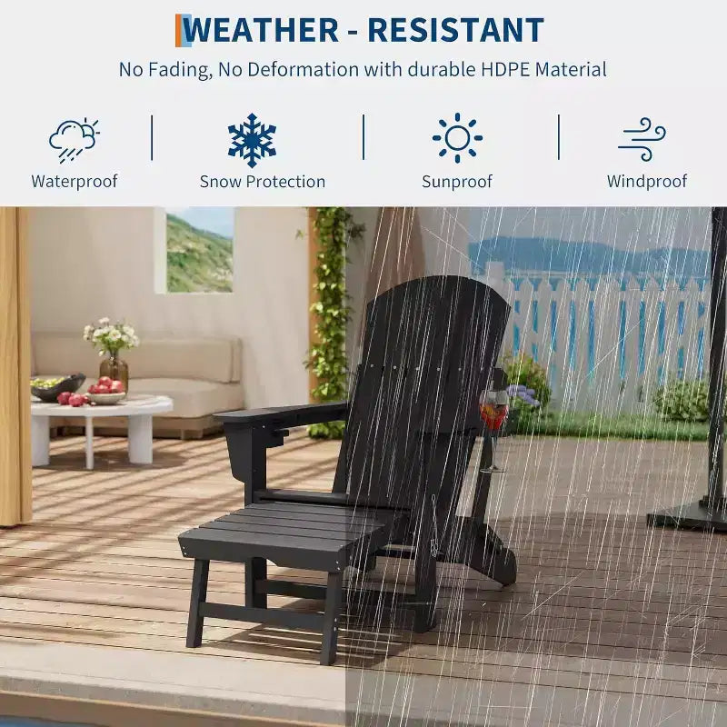 Adirondack Outdoor Rocking Chairs for Porch, Folding Adirondack Rocker Chair With Two Cup Holders, HDPE All Weather Outdoor Adirondacks Rocking Chair