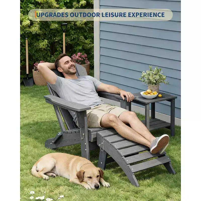 1/2 PCS Folding Adirondack Ottoman Footrest, All-Weather HDPE Plastic Outdoor Stool for Patio Chair, Portable for Poolside, Deck & Garden