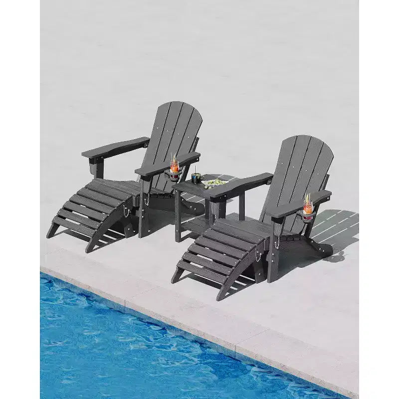 1/2 PCS Folding Adirondack Ottoman Footrest, All-Weather HDPE Plastic Outdoor Stool for Patio Chair, Portable for Poolside, Deck & Garden