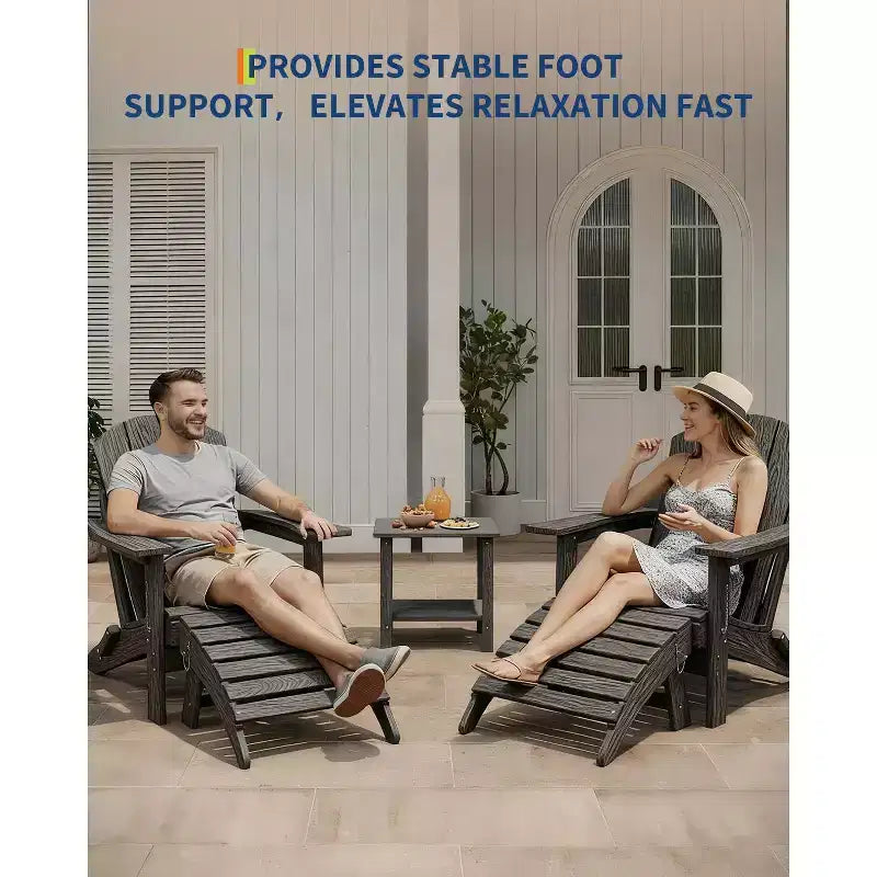 1/2 PCS Folding Adirondack Ottoman Footrest, All-Weather HDPE Plastic Outdoor Stool for Patio Chair, Portable for Poolside, Deck & Garden