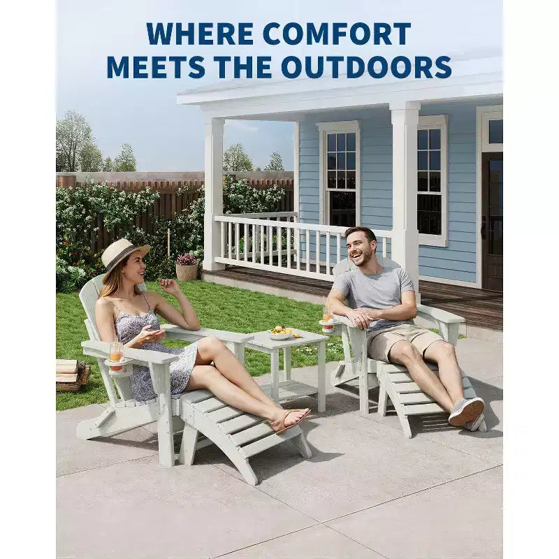 1/2 PCS Folding Adirondack Ottoman Footrest, All-Weather HDPE Plastic Outdoor Stool for Patio Chair, Portable for Poolside, Deck & Garden