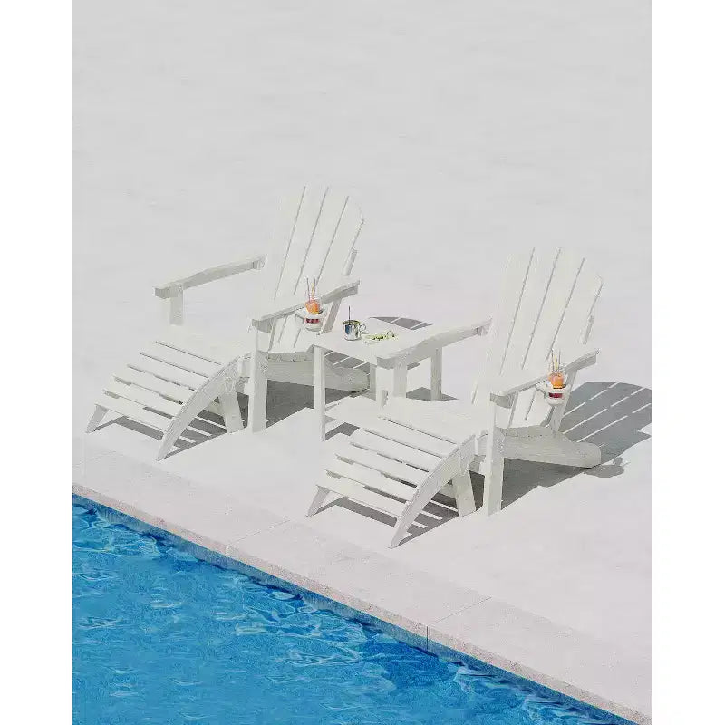 1/2 PCS Folding Adirondack Ottoman Footrest, All-Weather HDPE Plastic Outdoor Stool for Patio Chair, Portable for Poolside, Deck & Garden