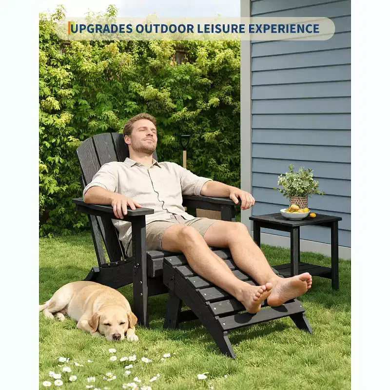 1/2 PCS Folding Adirondack Ottoman Footrest, All-Weather HDPE Plastic Outdoor Stool for Patio Chair, Portable for Poolside, Deck & Garden