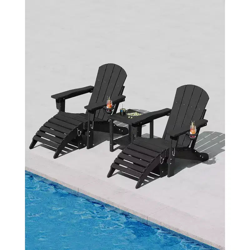 1/2 PCS Folding Adirondack Ottoman Footrest, All-Weather HDPE Plastic Outdoor Stool for Patio Chair, Portable for Poolside, Deck & Garden