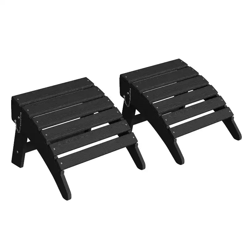 1/2 PCS Folding Adirondack Ottoman Footrest, All-Weather HDPE Plastic Outdoor Stool for Patio Chair, Portable for Poolside, Deck & Garden
