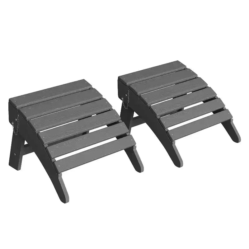 1/2 PCS Folding Adirondack Ottoman Footrest, All-Weather HDPE Plastic Outdoor Stool for Patio Chair, Portable for Poolside, Deck & Garden